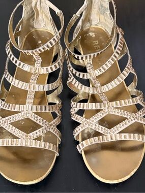 Womens Strappy Jeweled Gladiator Sandals Gold size 7.5 Report